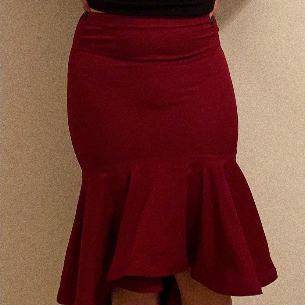 Ruffled maroon/burgundy skirt